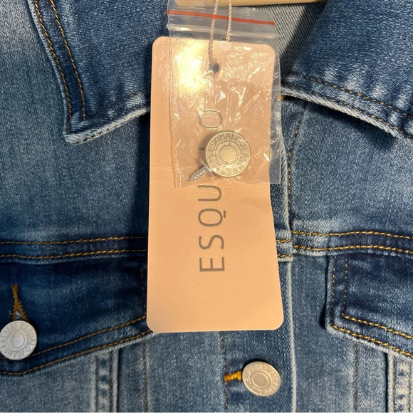 NEW Esqualo Womens Button Front Embroidered Jean Denim Jacket Size 14 Granny - Picture 7 of 8